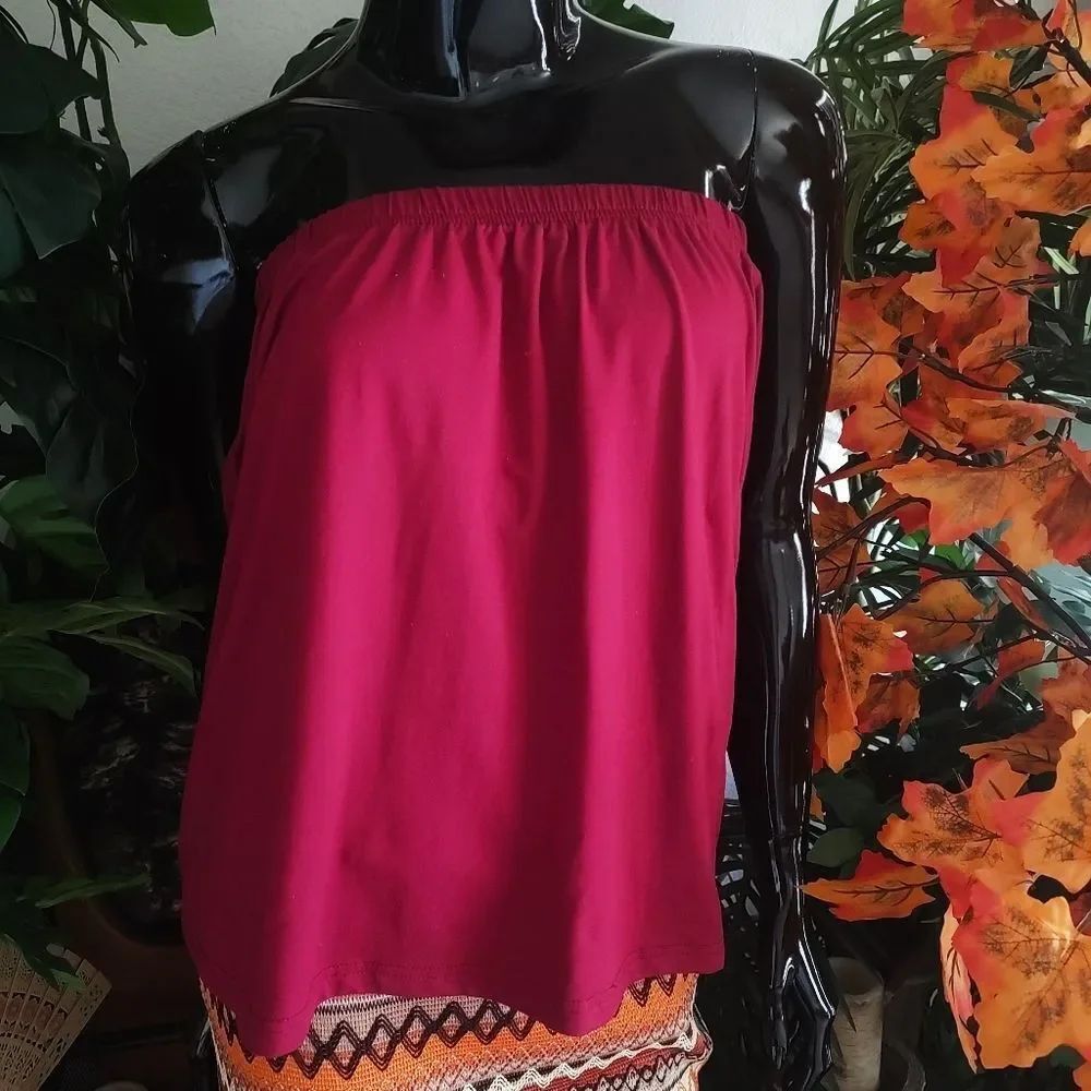 Women's Maroon Strapless Tube Top -2
